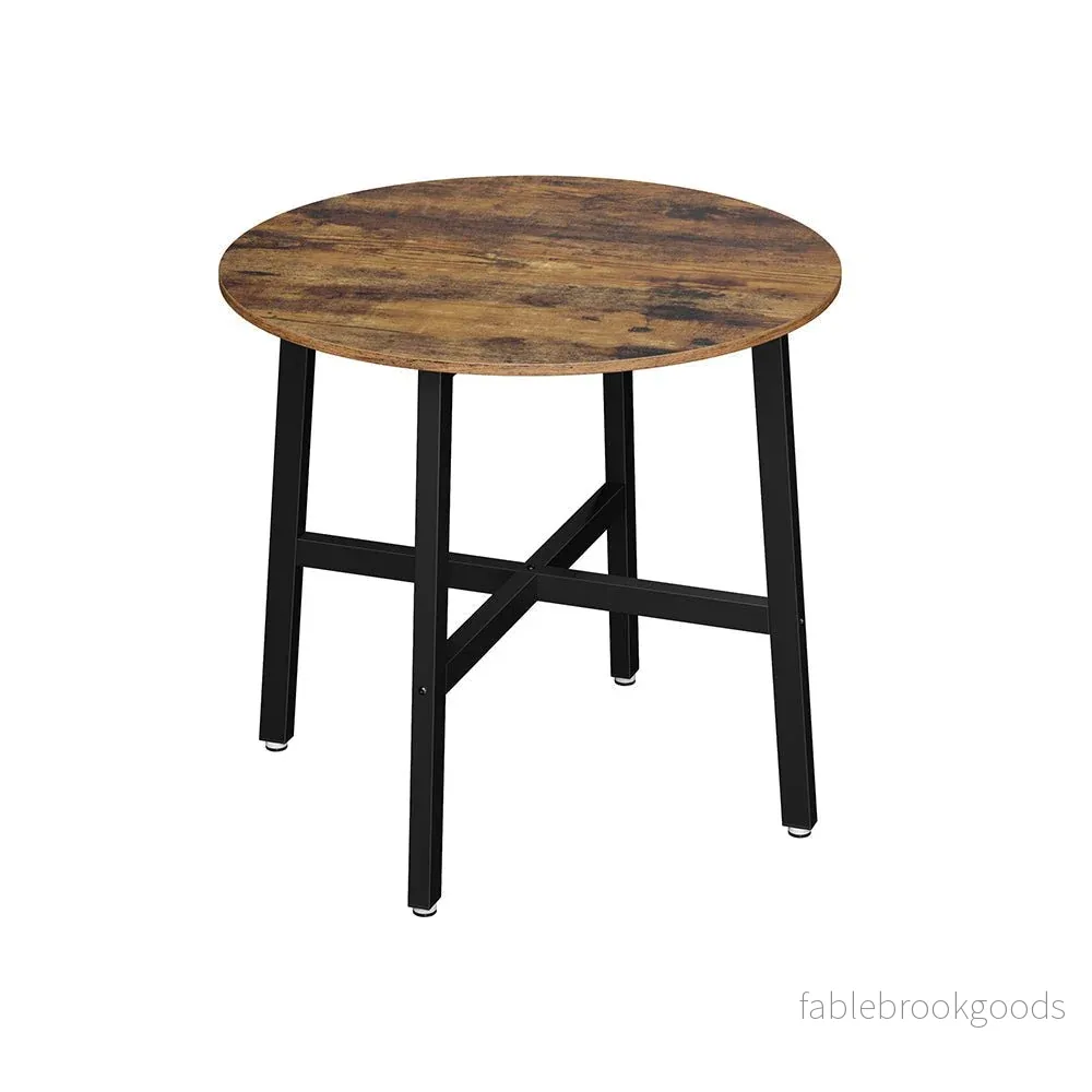 Runt matbord – Industriell design – Vintage brun/svart Runt matbord – Industriell design – Vintage brun/svart