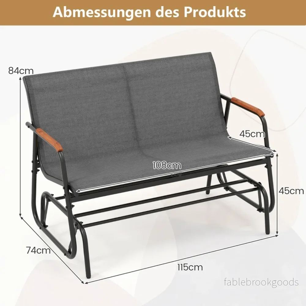 Trädgårdsbänk – för personer med mjuk glidande rörelse och andningsbart tygsäte gungbänk – 2 – Grå - Bild 2