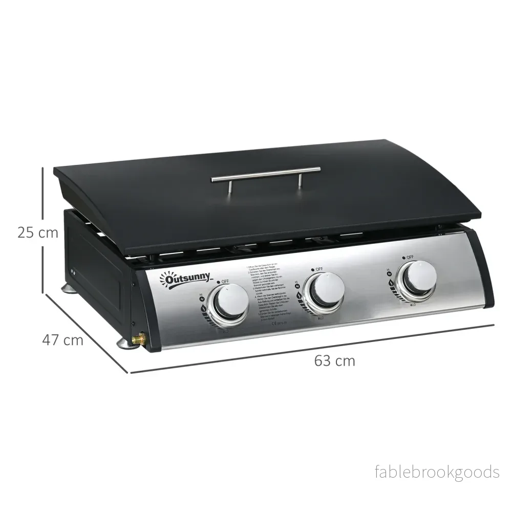Gasgrill med 3 brännare, rostfritt stål för trädgård - Bild 2