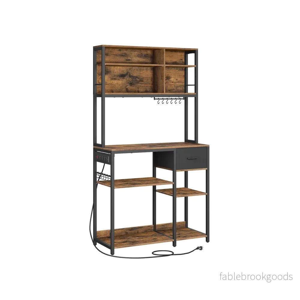 Kökshylla med uttag och låda – Vintage Brown-Inky Black Kökshylla med uttag och låda – Vintage Brown-Inky Black