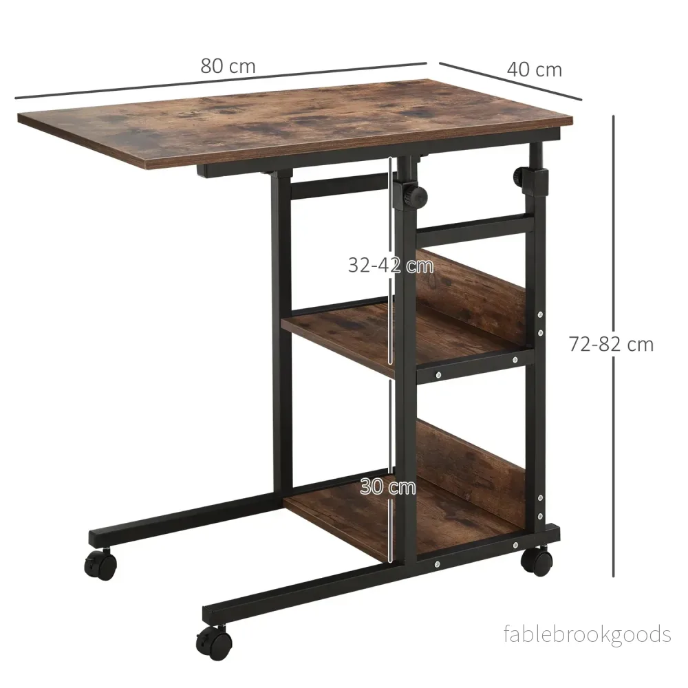 Justerbart soffbord i svart metall med hjul & 2 hyllor - Bild 3