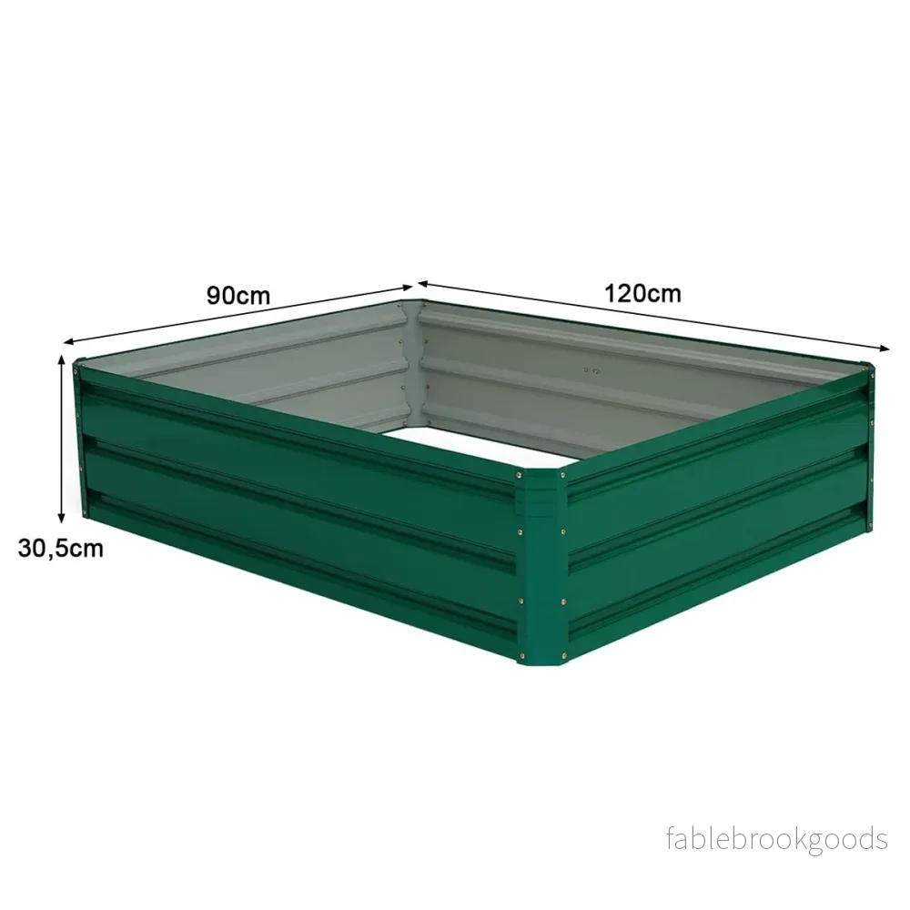 Högbädd – Stål Rektangulär Planteringslåda Upphöjd Trädgårdsbädd För Grönsaker Blommor Örter – 120 x 90 x 30,5 cm – Mörkgrön - Bild 2
