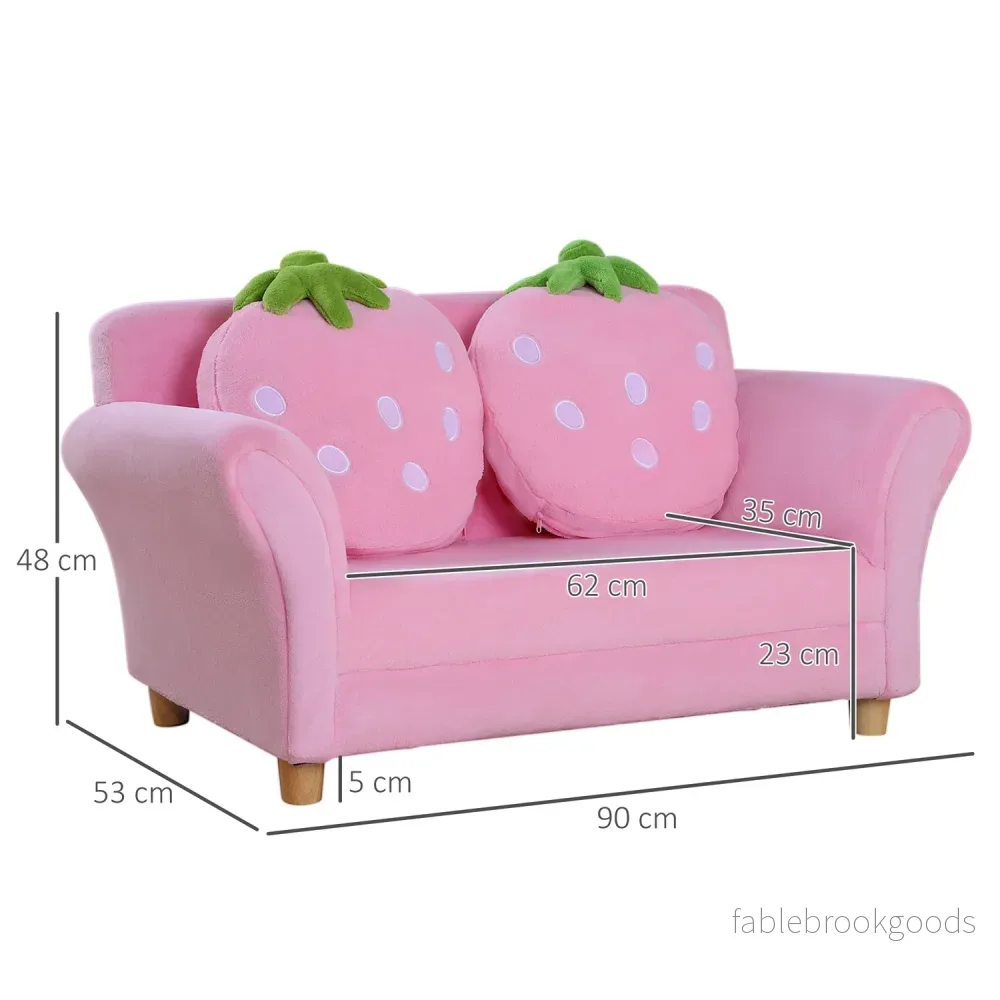 Jordgubbsfåtölj & soffa för barn – Mjuk, mysig design - Bild 3