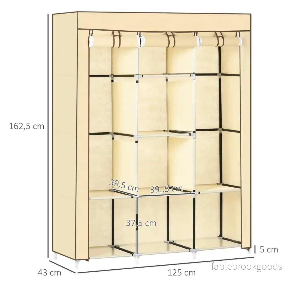 Beige Tyggarderob, 8 våningar, hopfällbart skåp - Bild 3
