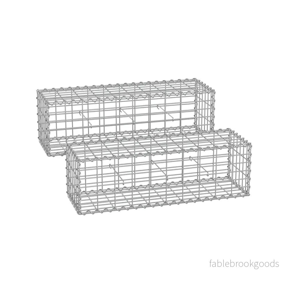 Gabions set om 2 för stenar 100 x 30 x 30 cm silver Gabions set om 2 för stenar 100 x 30 x 30 cm silver