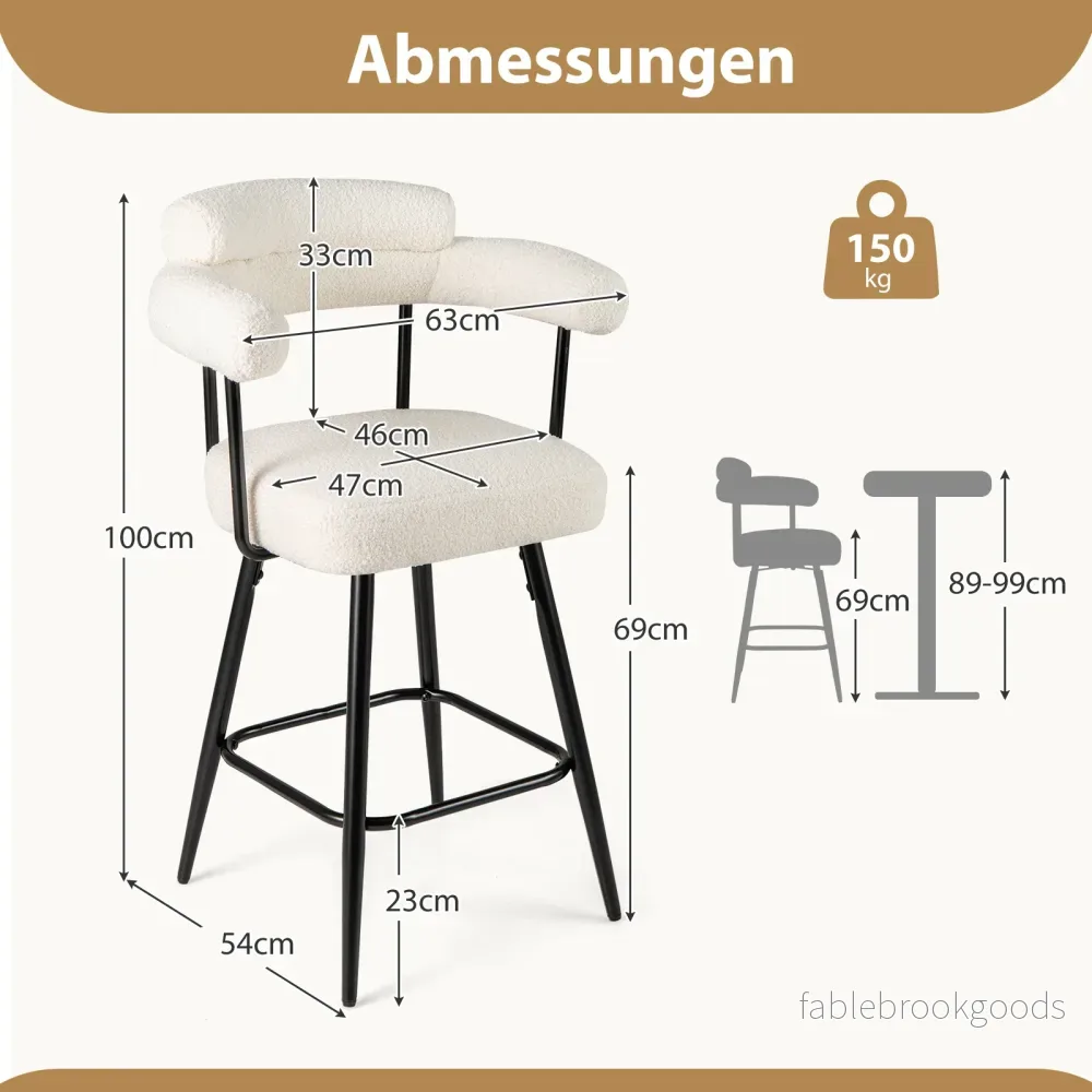 pack – Barstolar Polstrade 360° Svängbar Sittpall Bistrostol – 2 – Vit - Bild 2