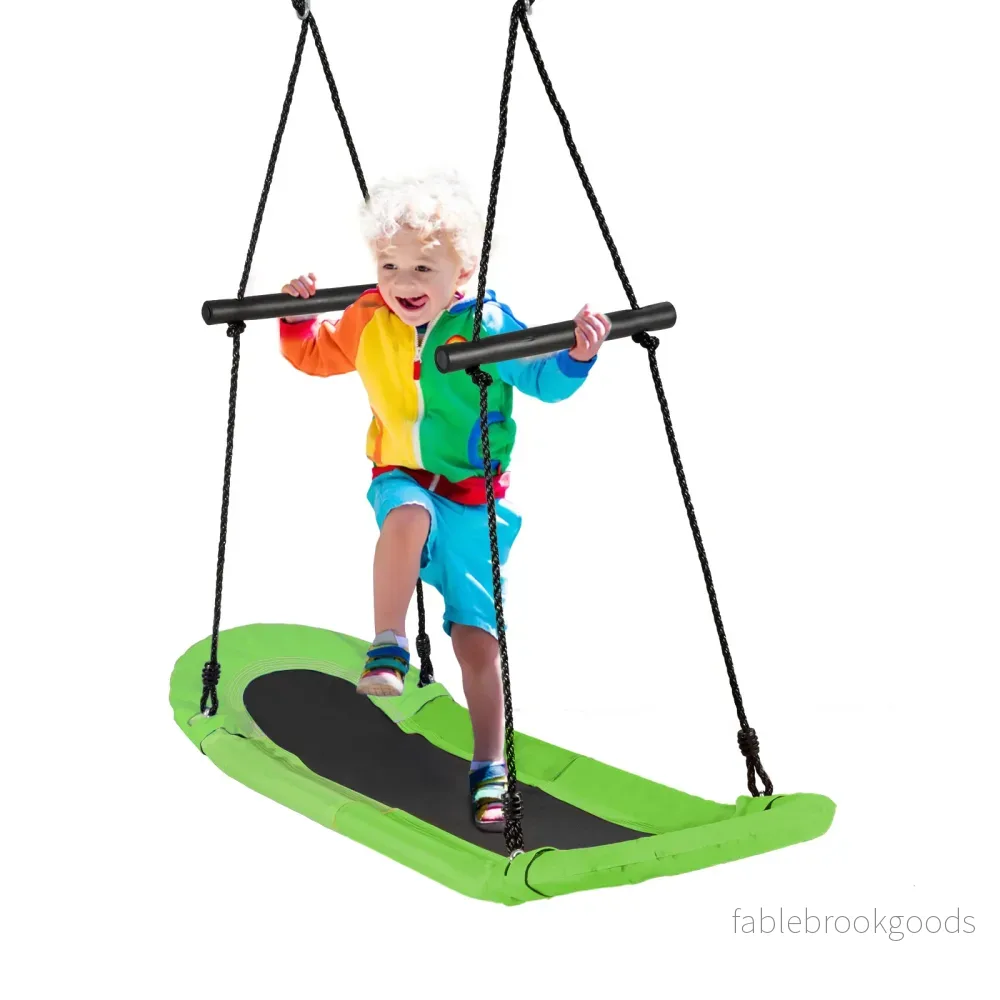 Bogunga – barnträdsgunga med justerbar rephängande – 100-180 cm 123 x 45 cm – Grön - Bild 2