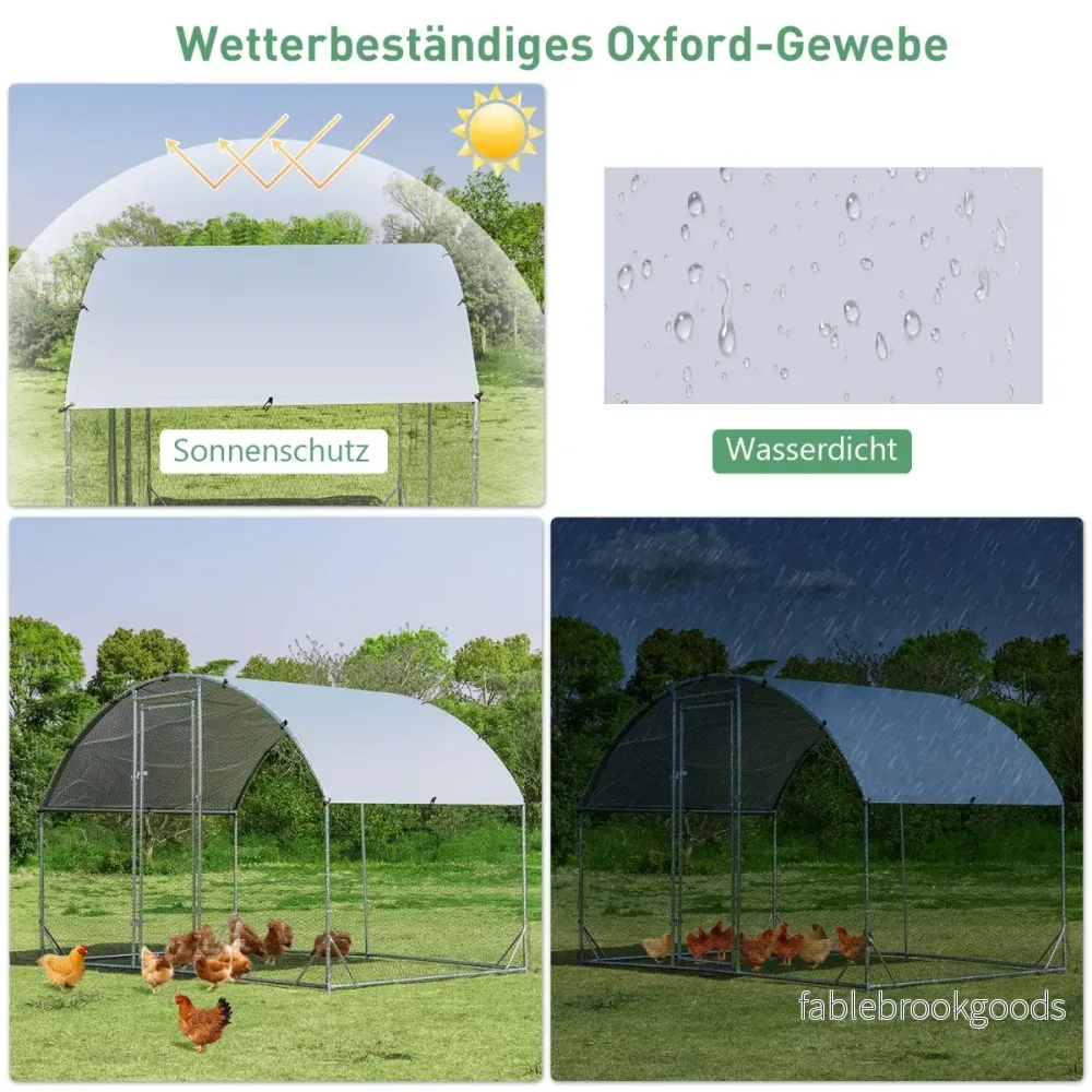 Stort – hönshus av galvaniserad metall med vattentätt lock för utomhusbruk – 190 x 280 cm – Silver - Bild 3