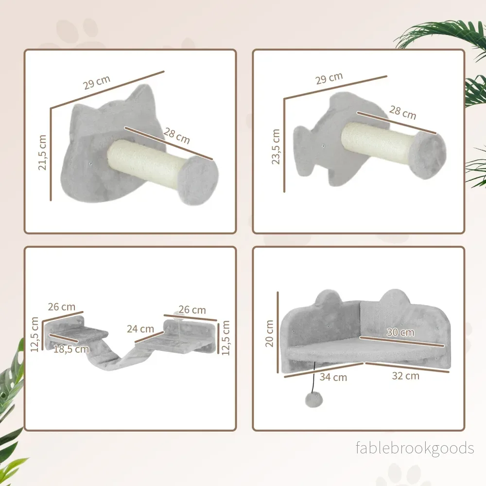 Cat Climbing Wall Set, 4-delat med trappsteg och sisalstolpar - Bild 3