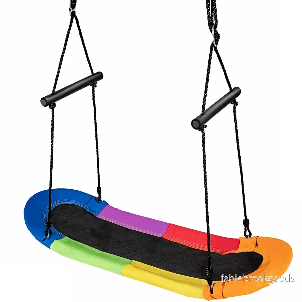 Bogunga – barnträdsgunga med justerbar rephängande – 100-160 cm 123 x 45 cm – Färgglad - Bild 3
