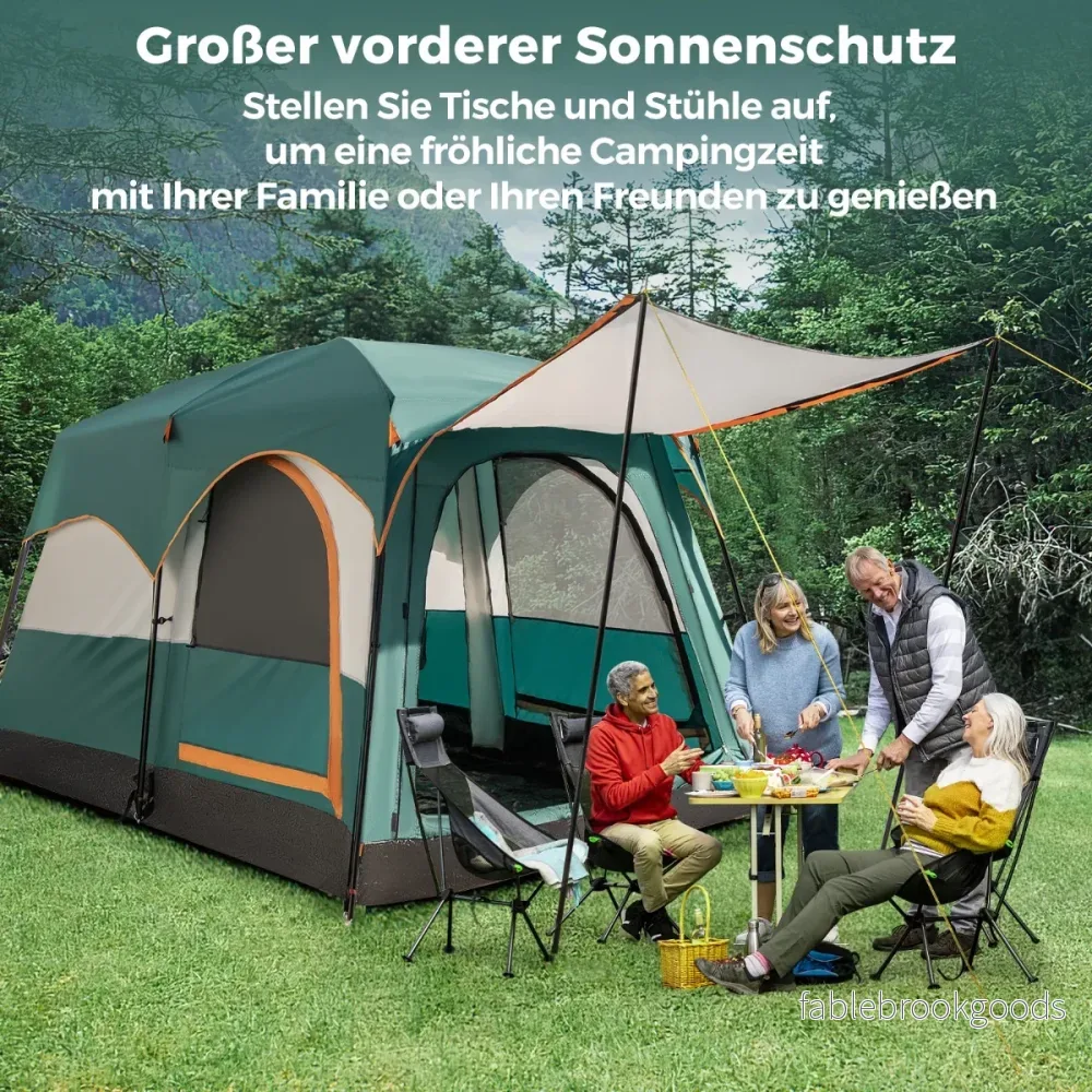 Campingtält – för personer med rums skiljevägg och regnskydd PE presenning nätfönster – 6 2 – Grön - Bild 3