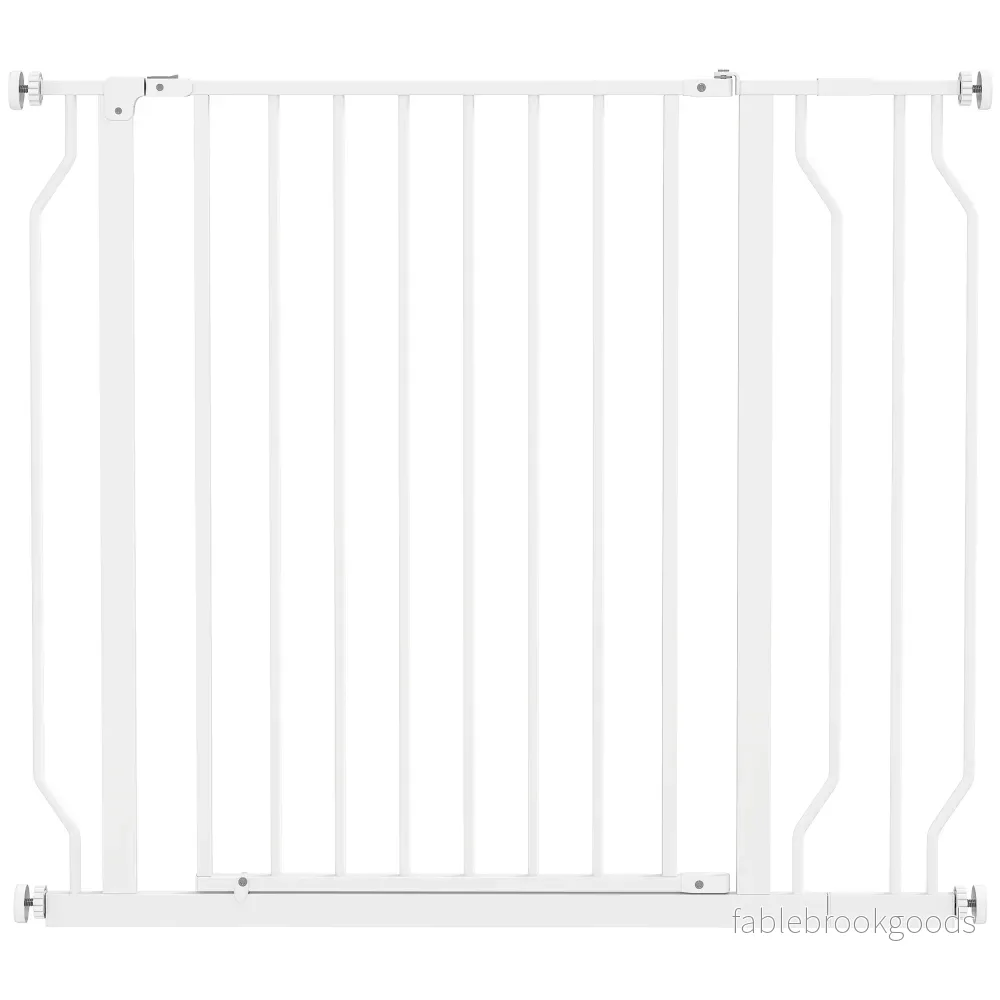 Säkerhetsgrind för husdjur, justerbar 75-95 cm, tvåvägsöppning, vit