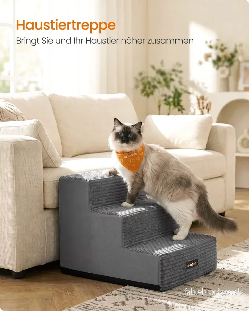 Hondentrap - Met Antislip Treden - Voor Kleine Honden - Loodgrijs - 46 x 40 x 33 cm - Bild 3