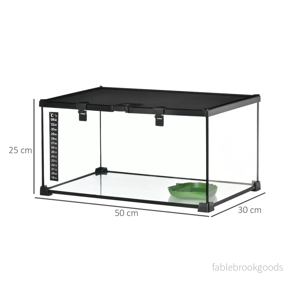 Reptilterrarium i glas med termometer, 50x30x25 cm - Bild 3