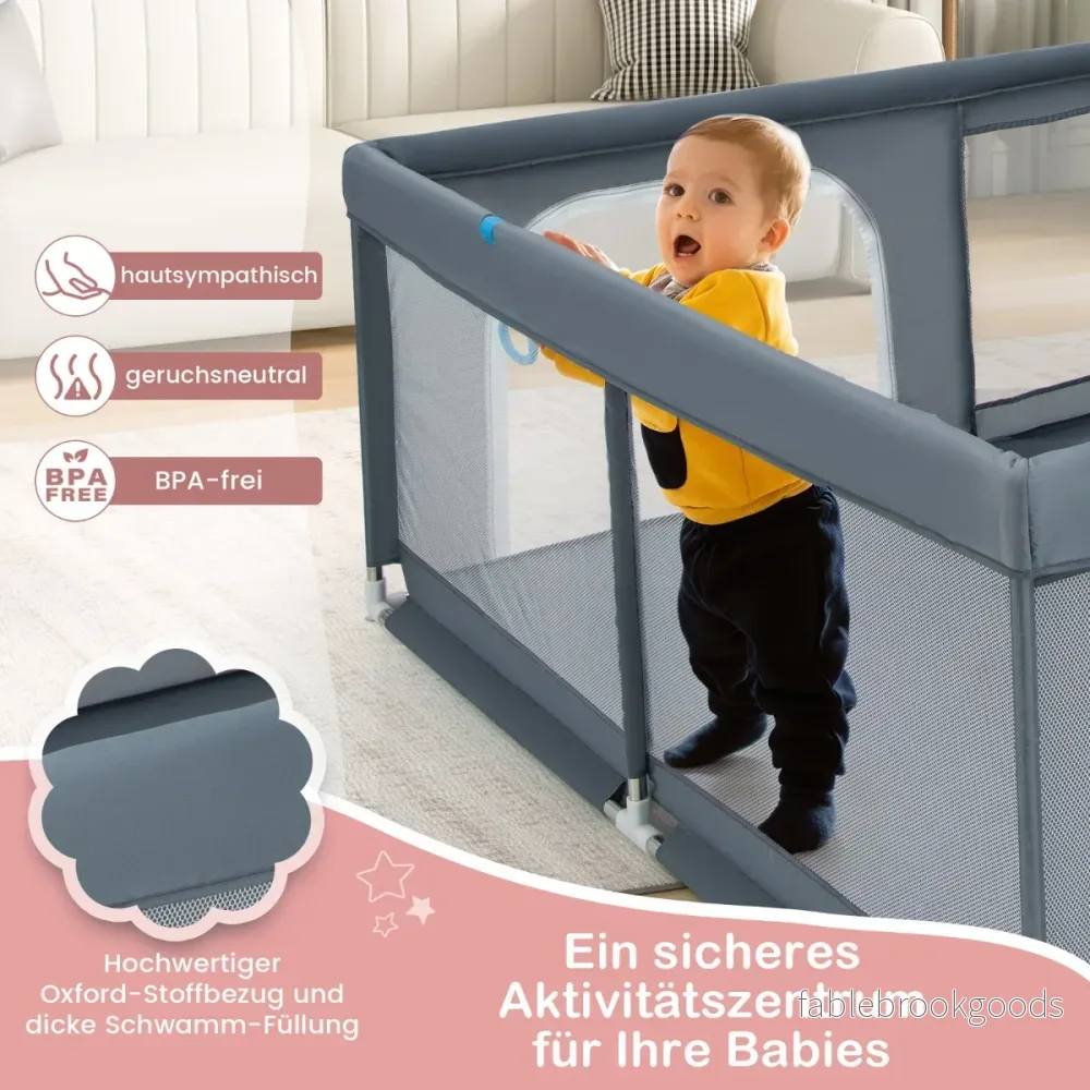 Baby – lekhage med havskulor och handtag dörr Crawling Gate – 50 4 200 x 180 cm – Grå - Bild 2
