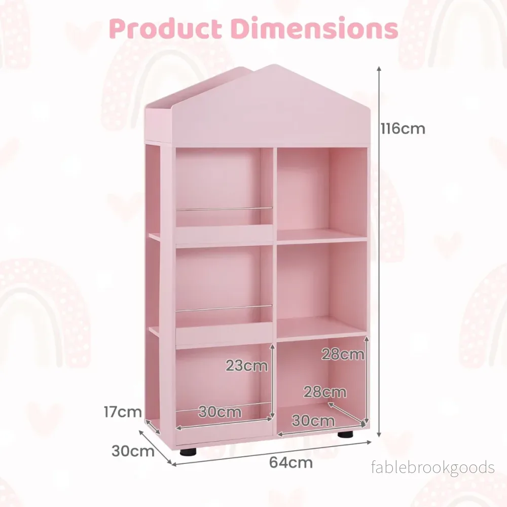Montessori – barnhylla bokhylla trä och leksaksförvaring – 116 cm – Rosa - Bild 2