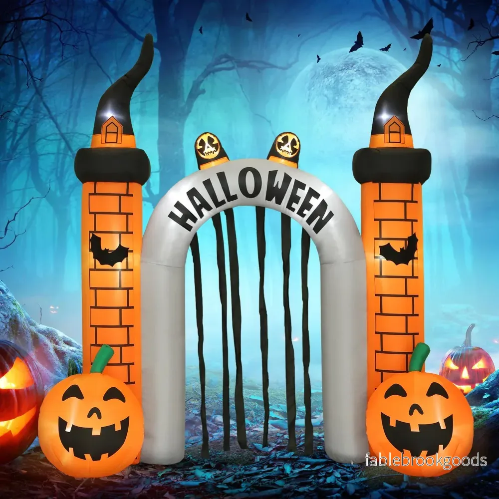 Uppblåsbar Halloween-valv, pumpadesign, lysdioder, pålar - Bild 2