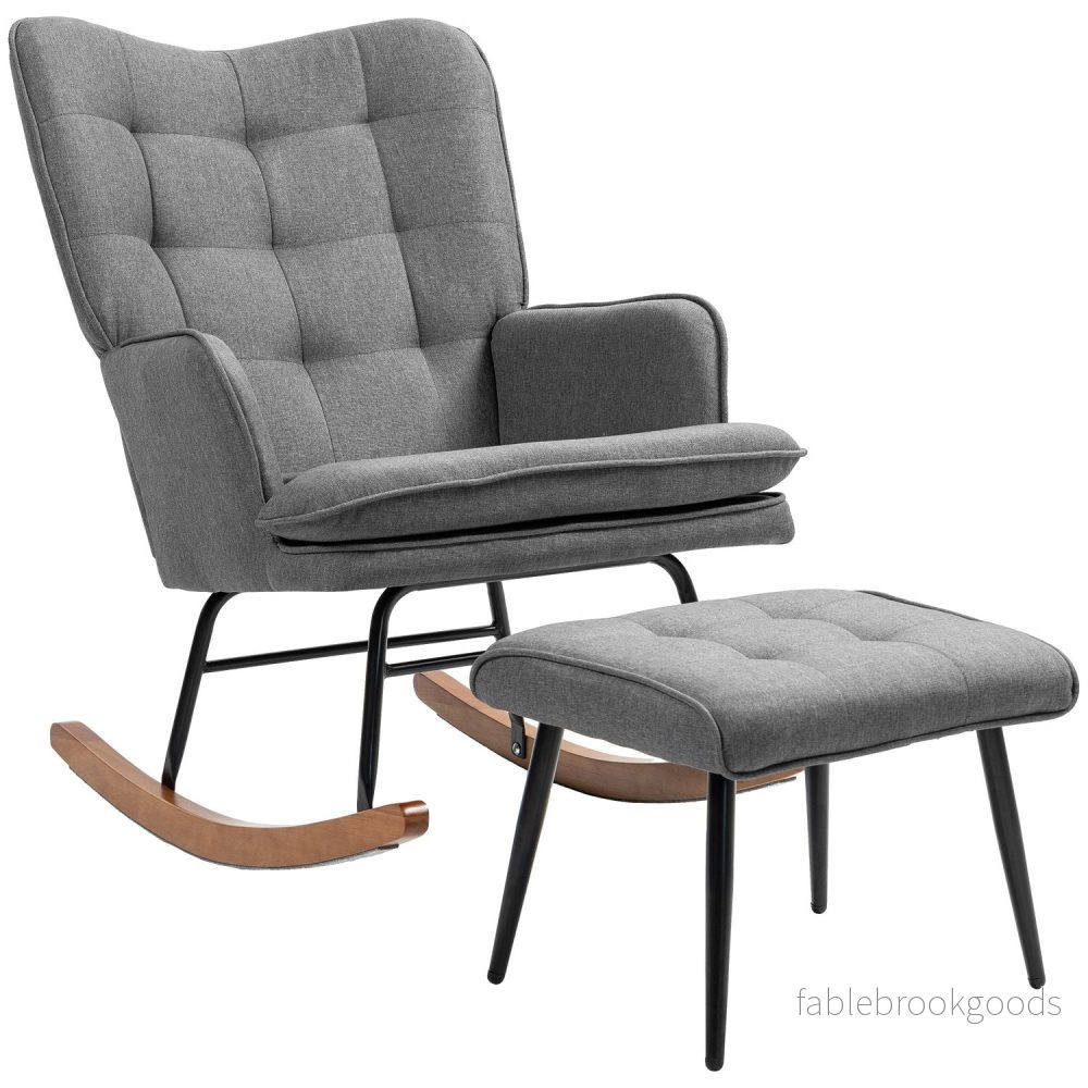 Gungstol med pall – Linnelook, 130 kg Kapacitet