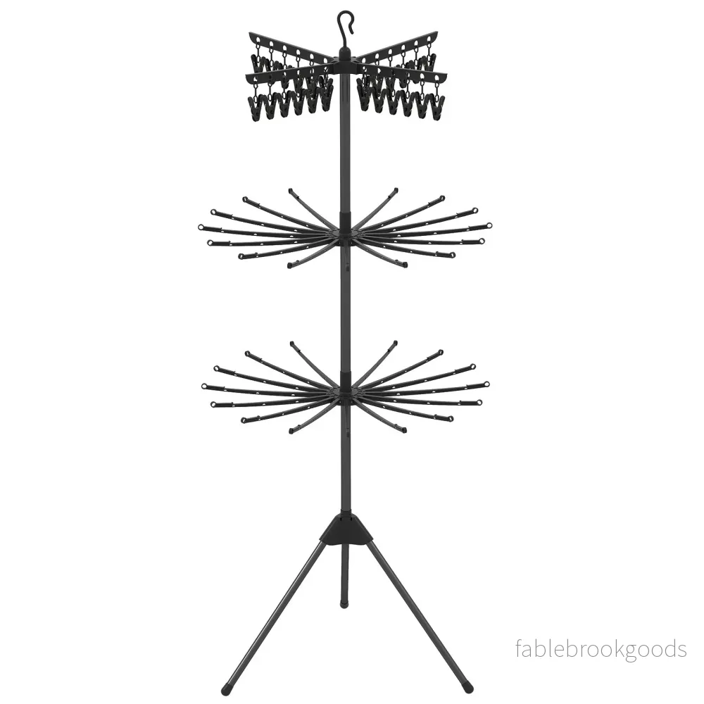 stegs – hopfällbar tvättställ fristående trebenstork med klipp och stänger – 3 178 cm 24 32 – Svart