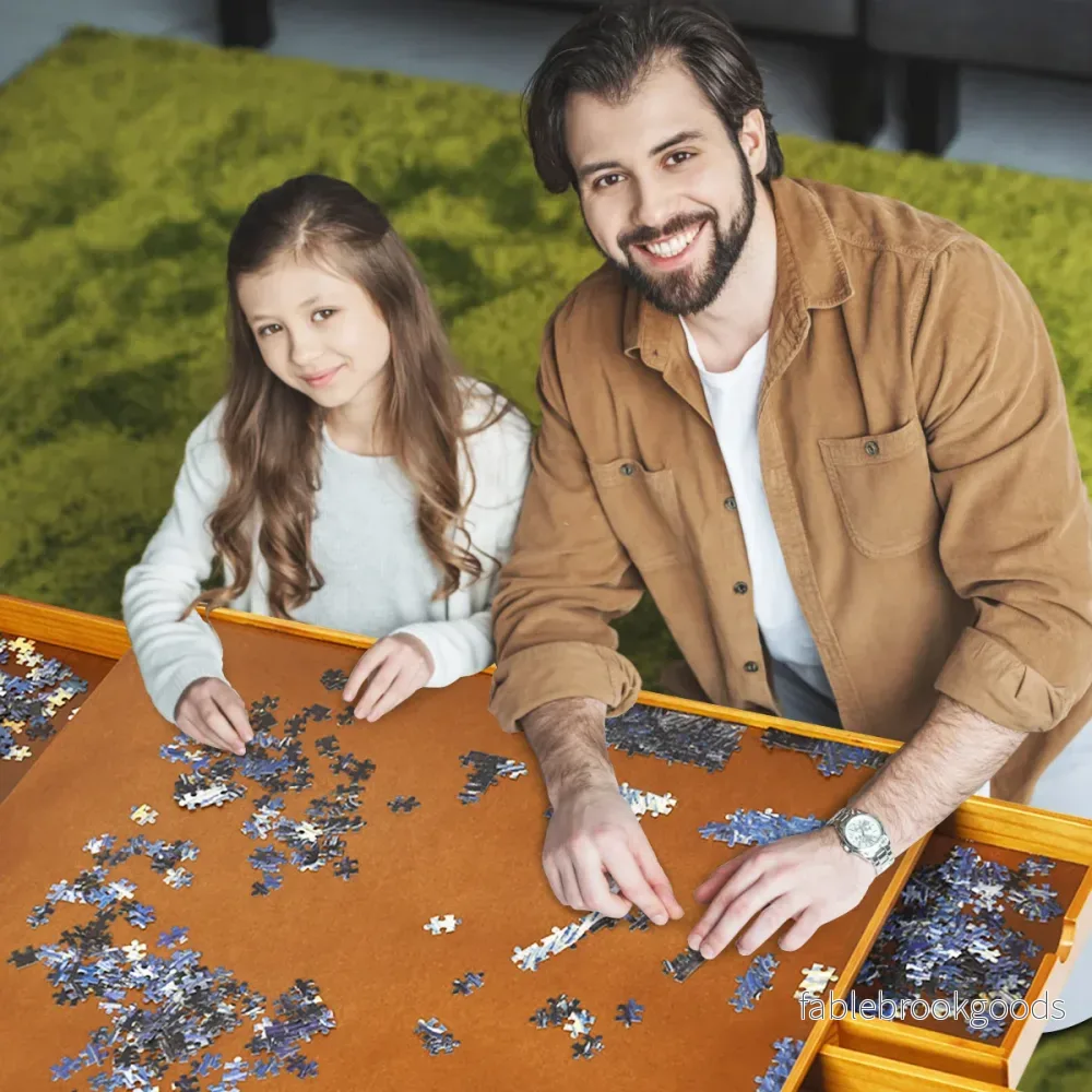 Pusselbord – med lådor Puzzle Board – 4 80 x 65 cm – Trä - Bild 2