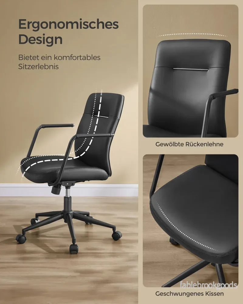 Kontorsstol – ergonomisk design – bläcksvart - Bild 3
