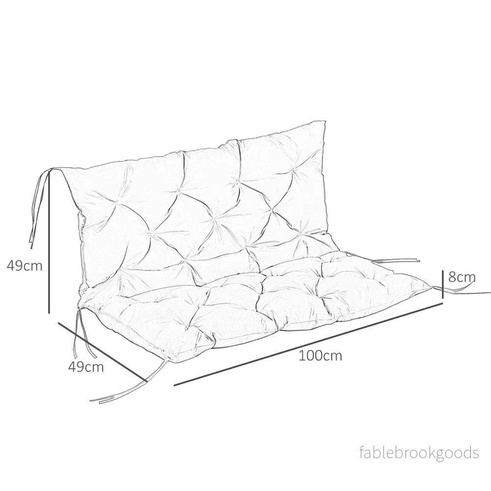 Svart 3-sits bänkkudde med remmar – 100x98x8 cm - Bild 3