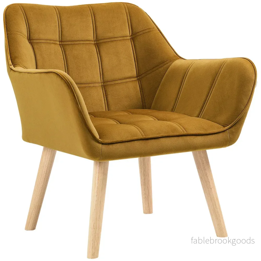 Yellow Velvet Scandinavian Wing Chair – 67×61,5×71 cm Yellow Velvet Scandinavian Wing Chair – 67×61,5×71 cm