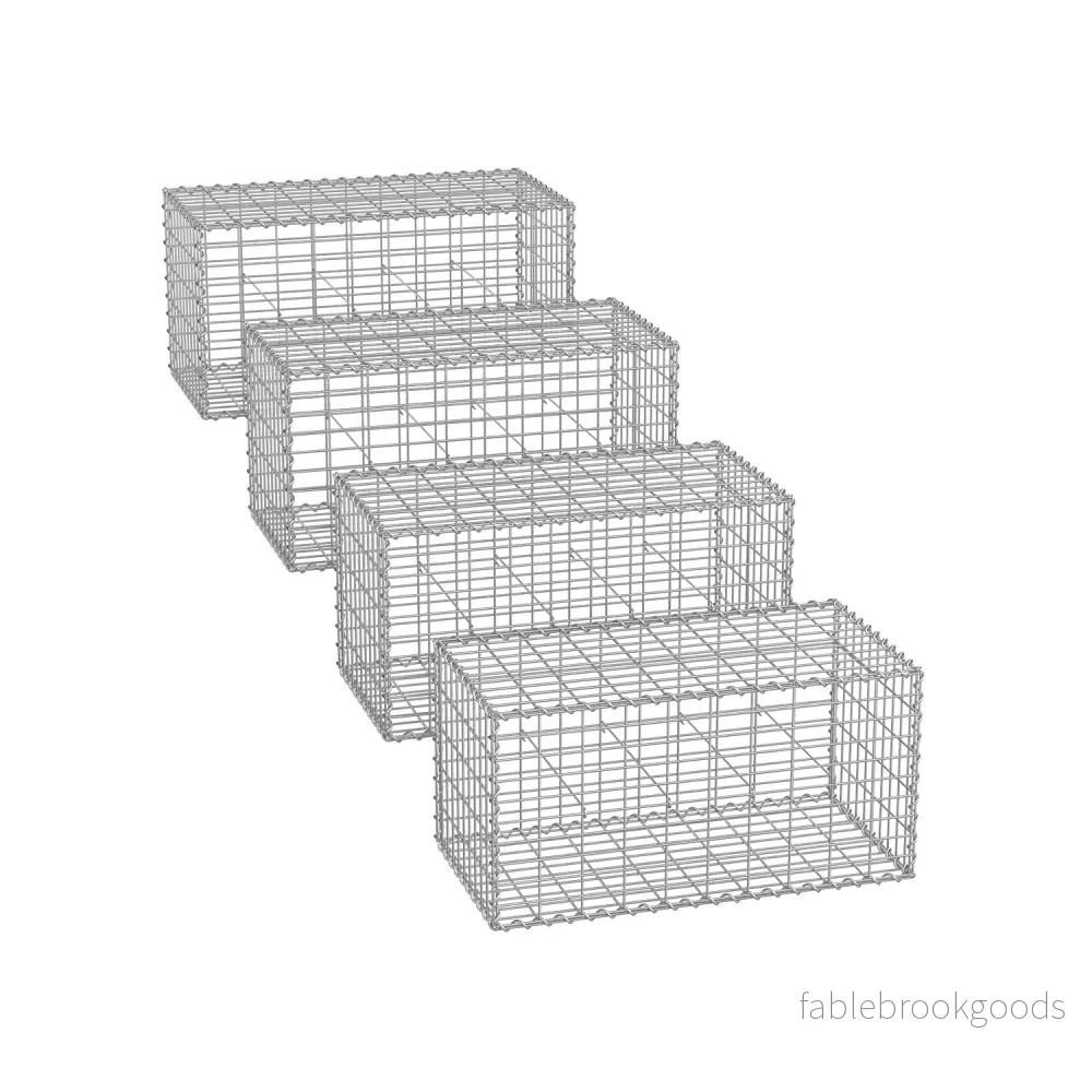 Gabions set om 4 – galvaniserat stål – silver Gabions set om 4 – galvaniserat stål – silver