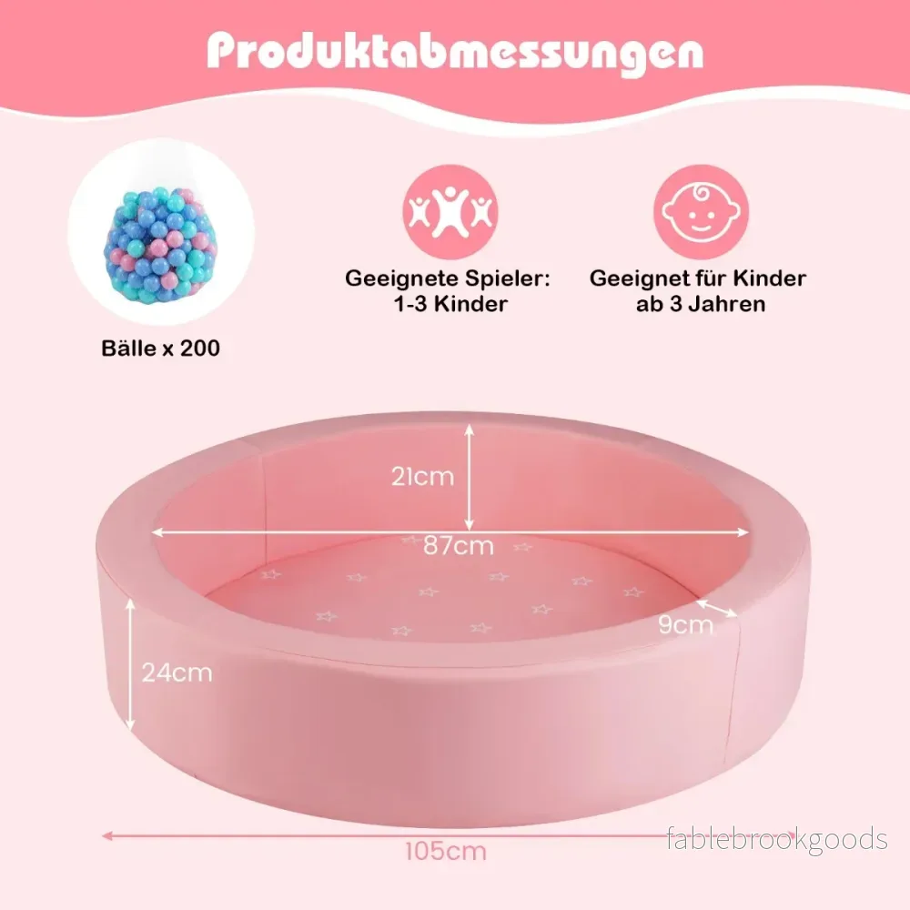 Babybollhav – med oceanbollar och tvättbart konstläderöverdrag Bollbassäng – 200 Ø 105 – Rosa - Bild 2