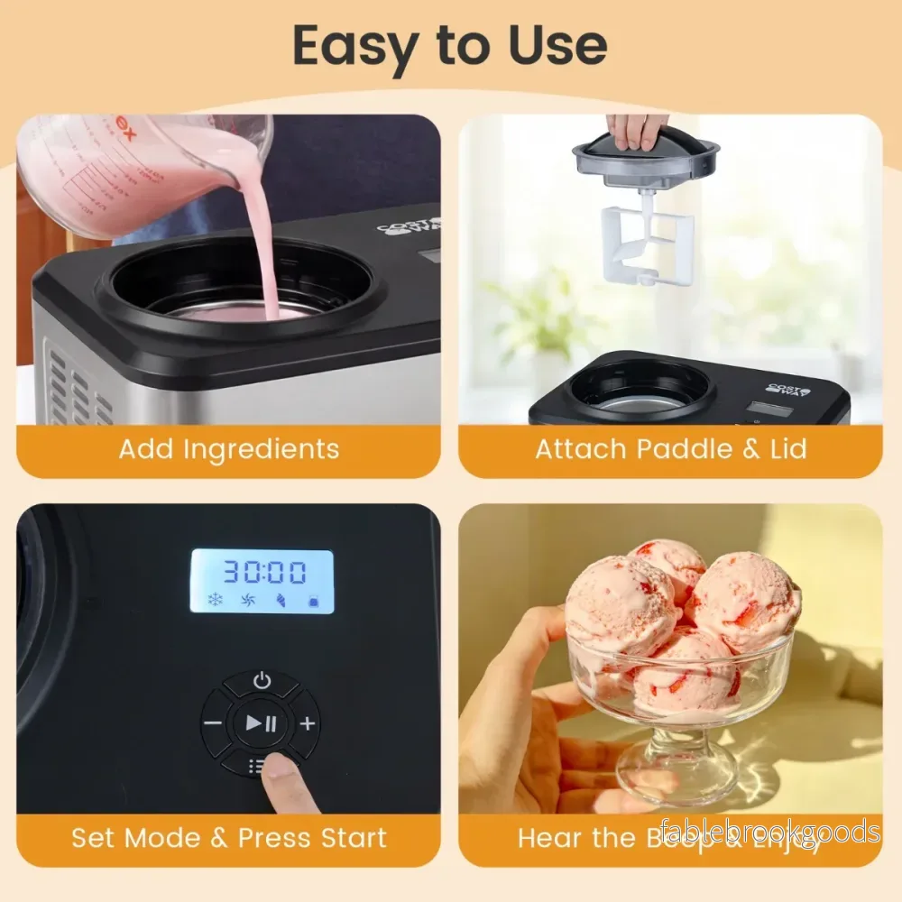 i – ismaskin med yoghurtfunktion kompressoriscreamaker Glassmaskin – 2 1 1,5 L – Svart och silver - Bild 3