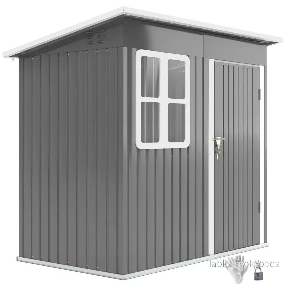 Trädgårdsredskapsskjul i stål med tak, låsbar dörr, 2,55 m²