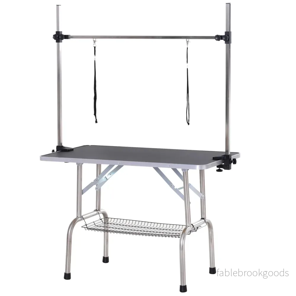 Hundvårdsbord, hopfällbart & höjdjusterbart, svart