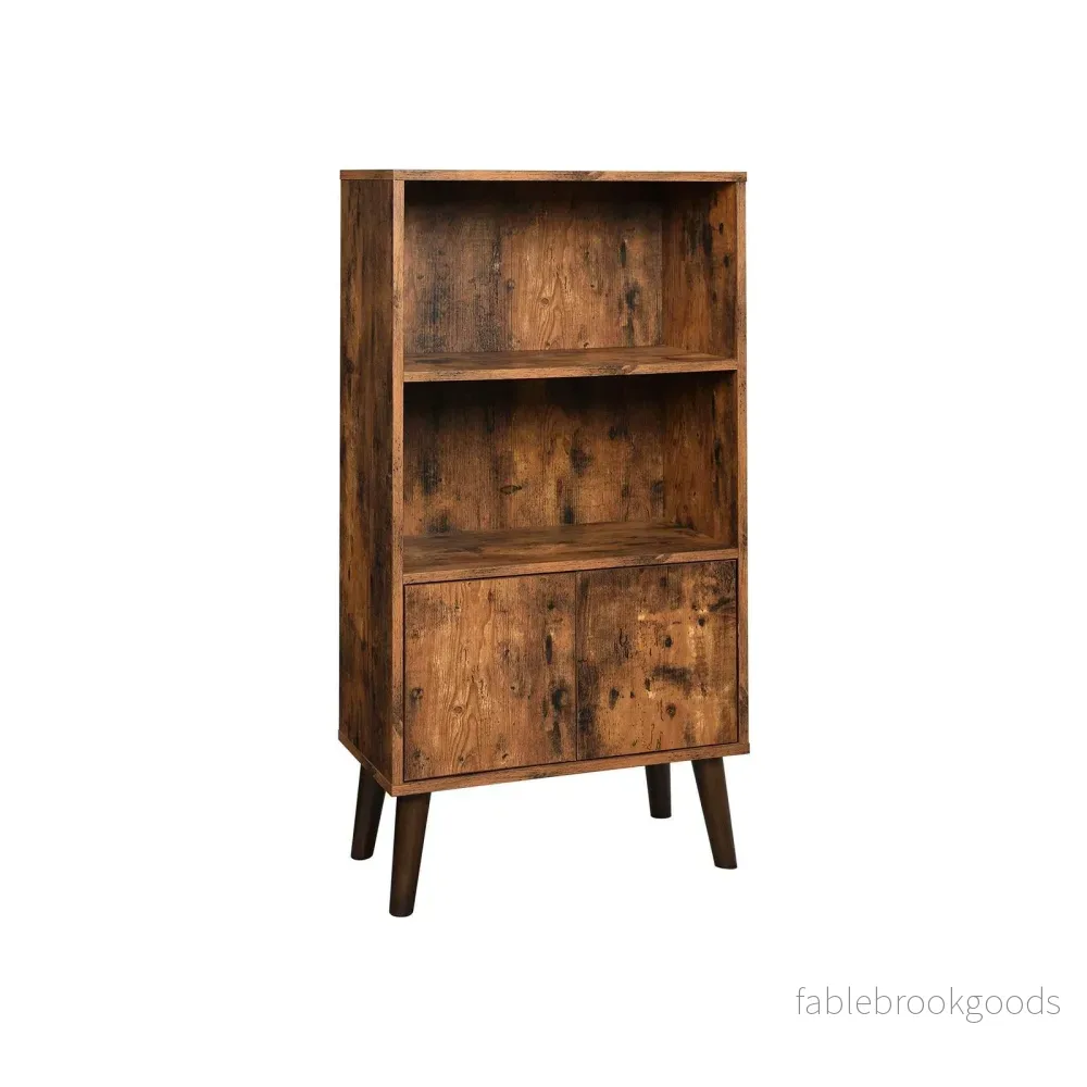 Bokhylla – Retrodesign med dörrar – Trälook/brun Bokhylla – Retrodesign med dörrar – Trälook/brun