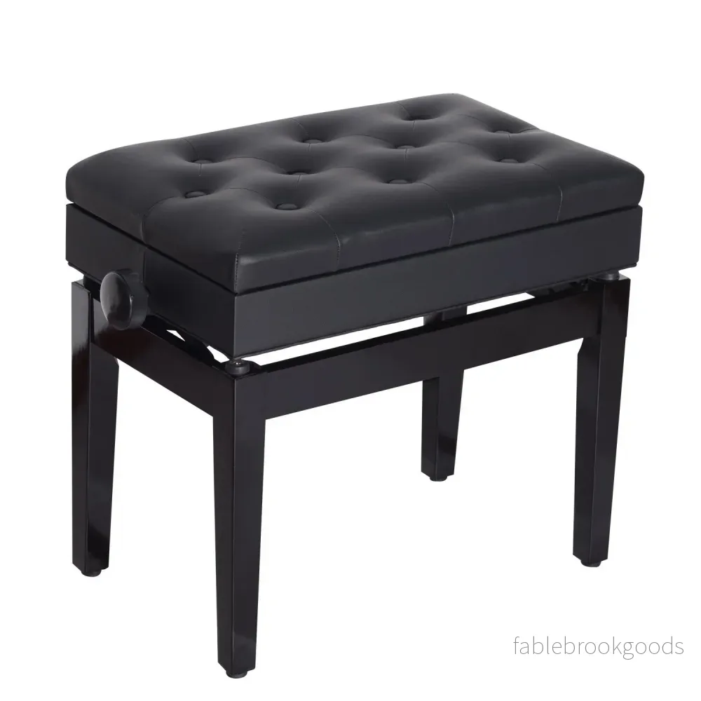 Justerbar pianobänk med förvaringsutrymme, 54,5x33x48-58 cm