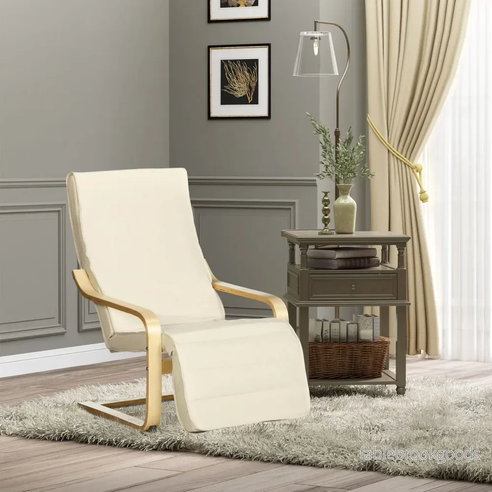 Relaxation Swing Recliner Stol, Justerbart Fotstöd, Cream - Bild 2