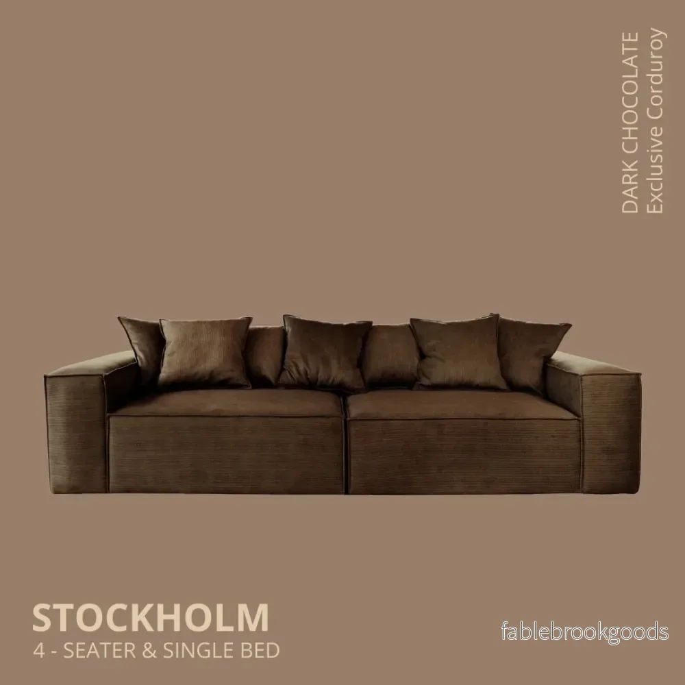 Stockholm 4-seater sofa/single bed Exclusive Corduroy Dark Chocolate removable & washable cover Stockholm 4-seater sofa/single bed Exclusive Corduroy Dark Chocolate removable & washable cover