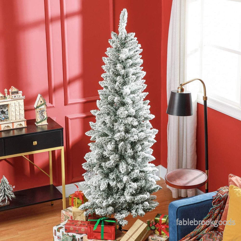 Konstgjord julgran, 183 cm, smal med snöeffekt - Bild 2