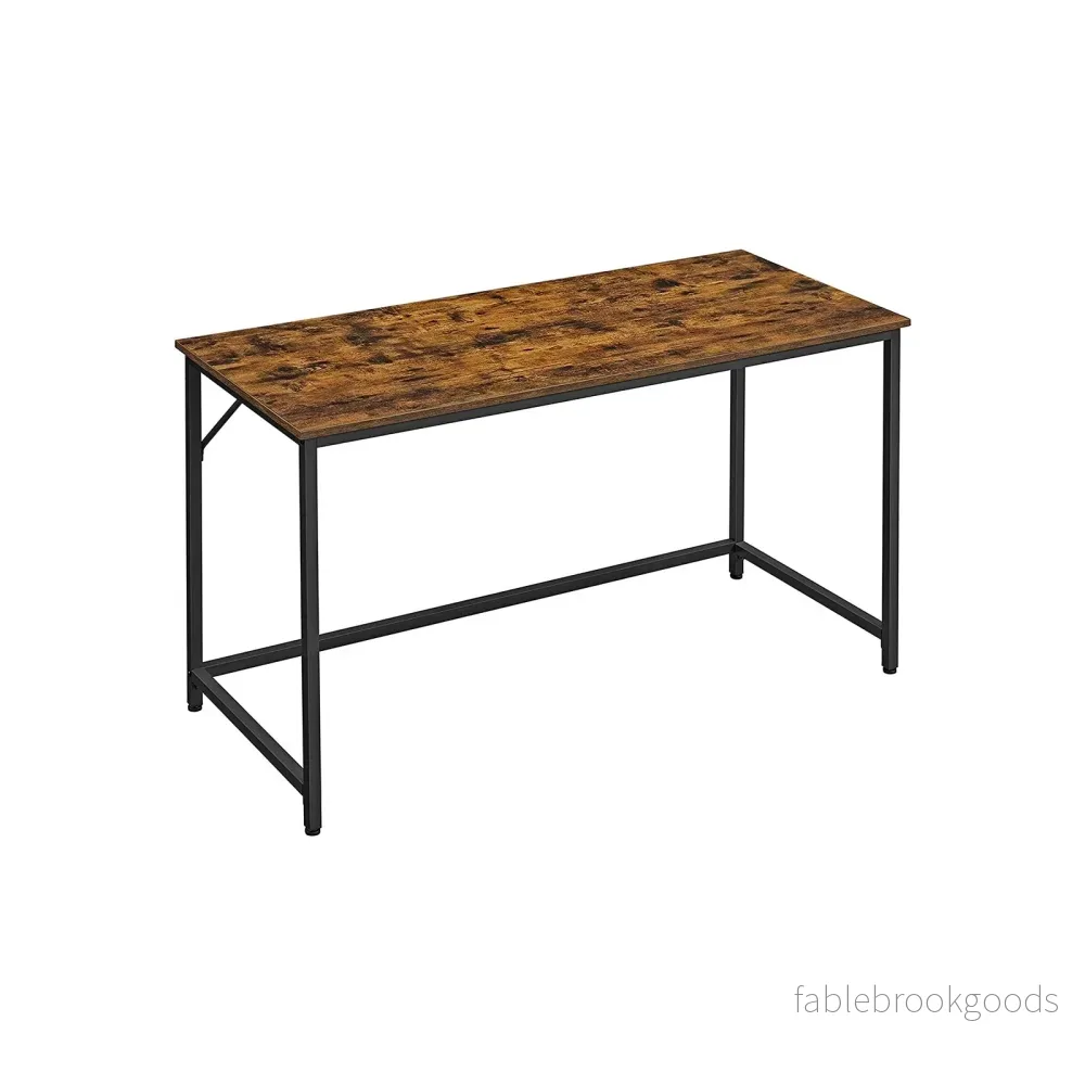 Skrivbord – Träskiva – Metallram – Vintage brun/svart Skrivbord – Träskiva – Metallram – Vintage brun/svart
