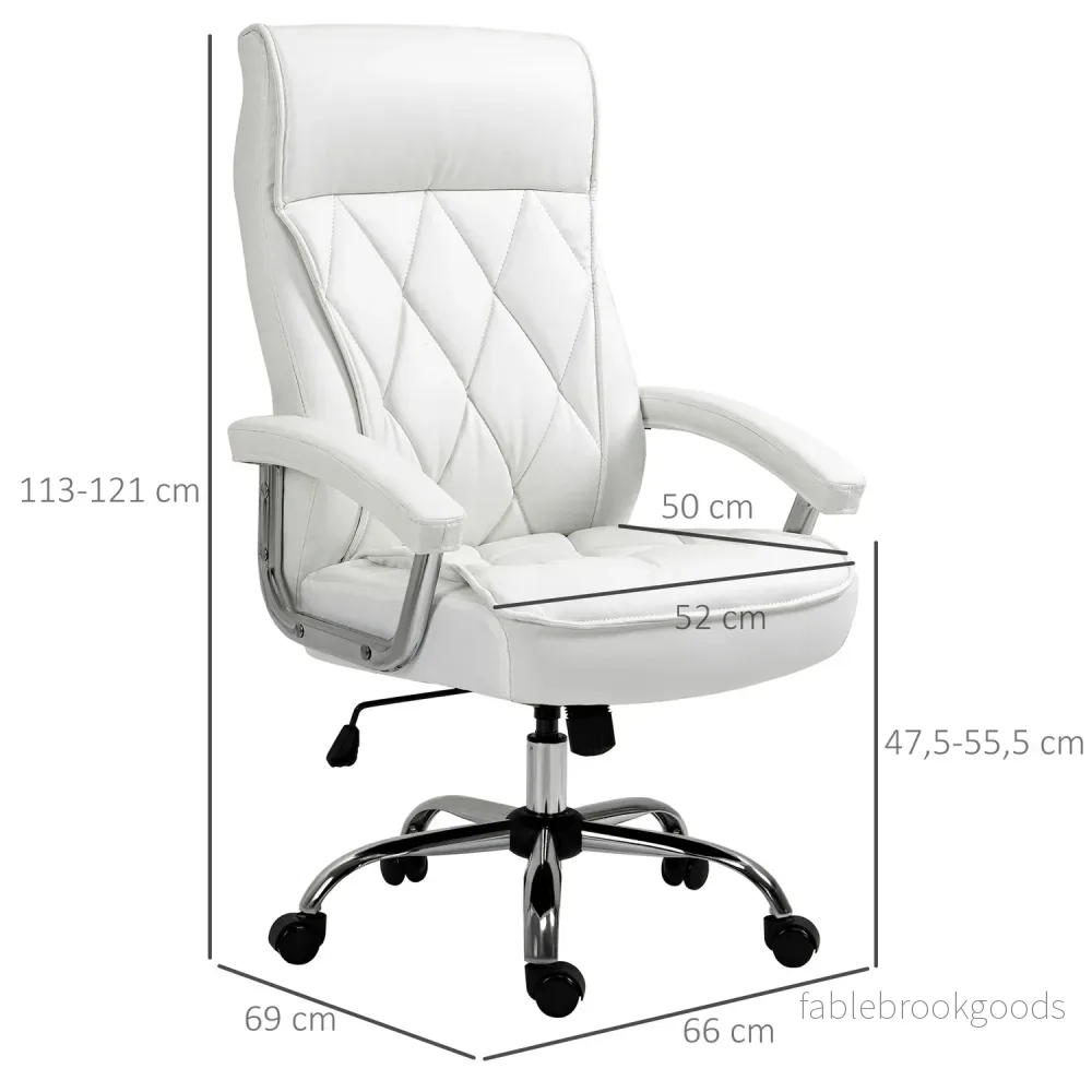 Vit ergonomisk kontorsstol – justerbar höjd, vridbar, vipp - Bild 3