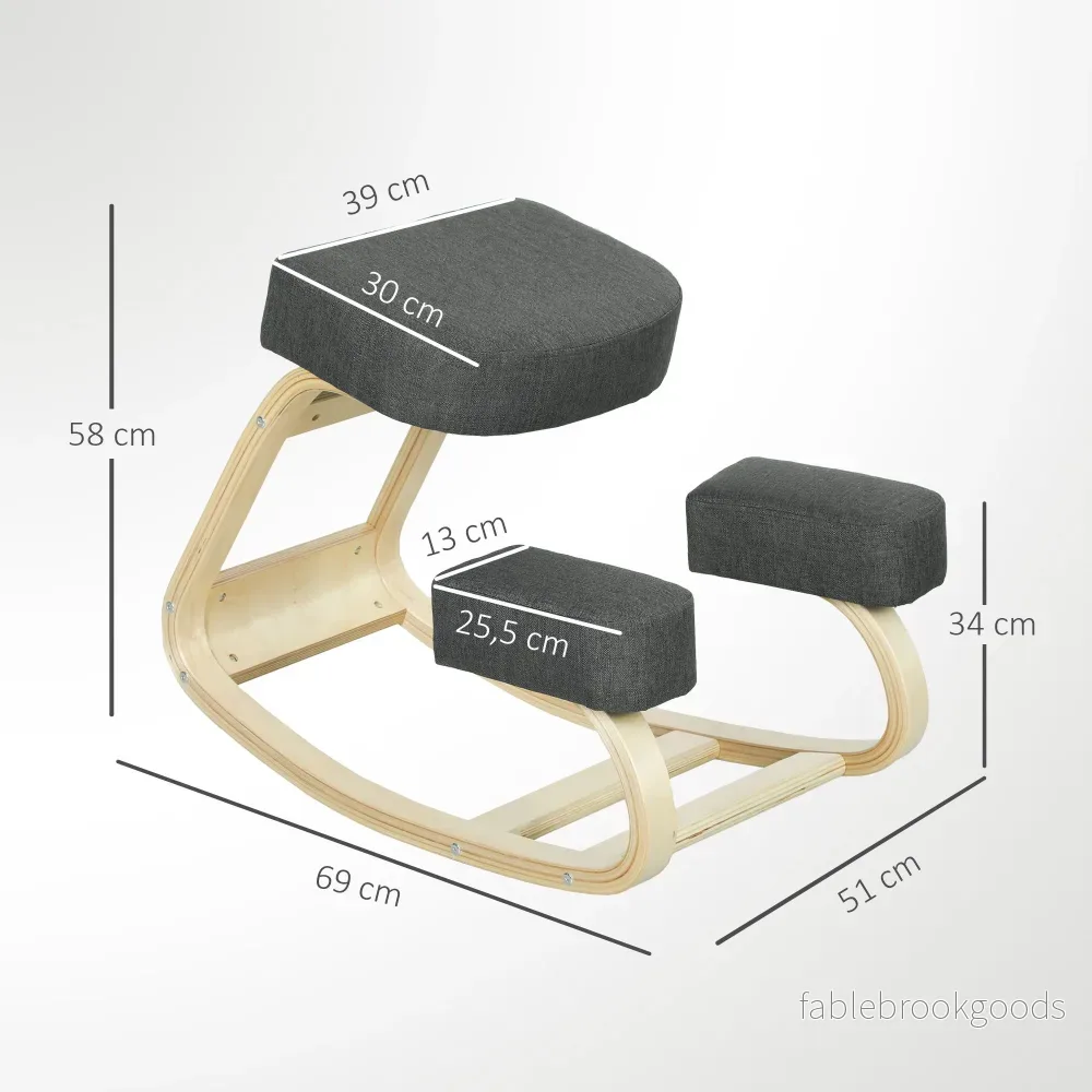 Ergonomisk knäböjstol, björkträ, 120 kg kapacitet, mörkgrå - Bild 3