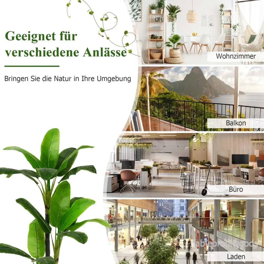 Högt – artificiellt bananträd tropiskt palmgrönt – 150 cm – Grön