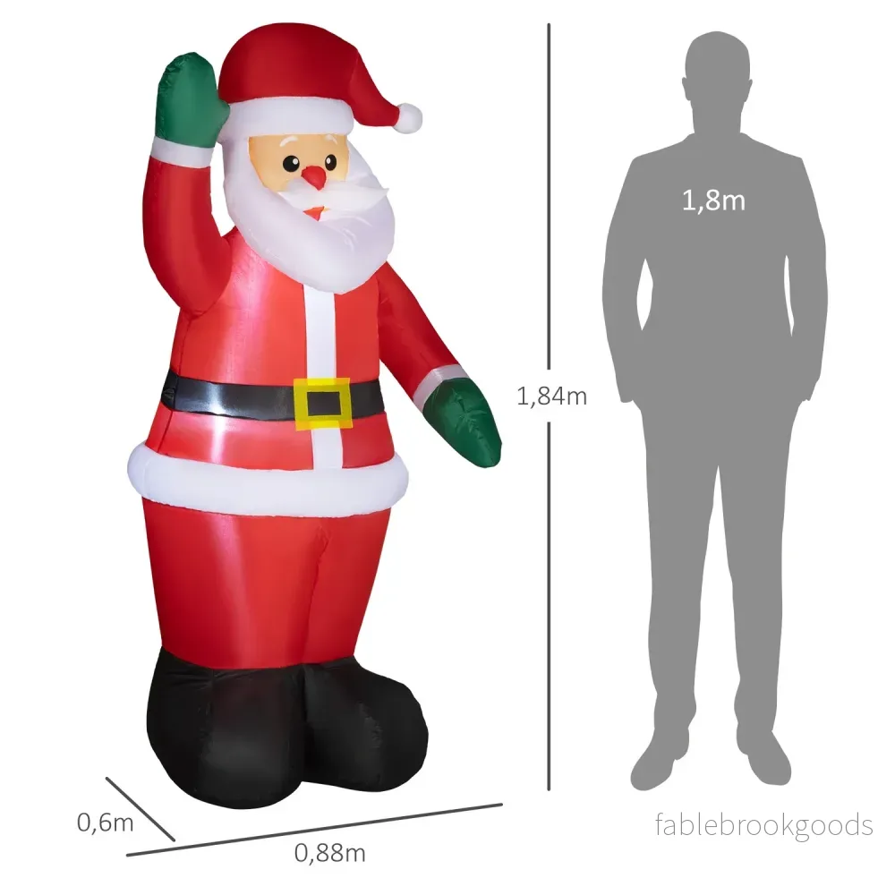 6ft uppblåsbar jultomte med LED-lampor, inomhus/utomhus - Bild 3