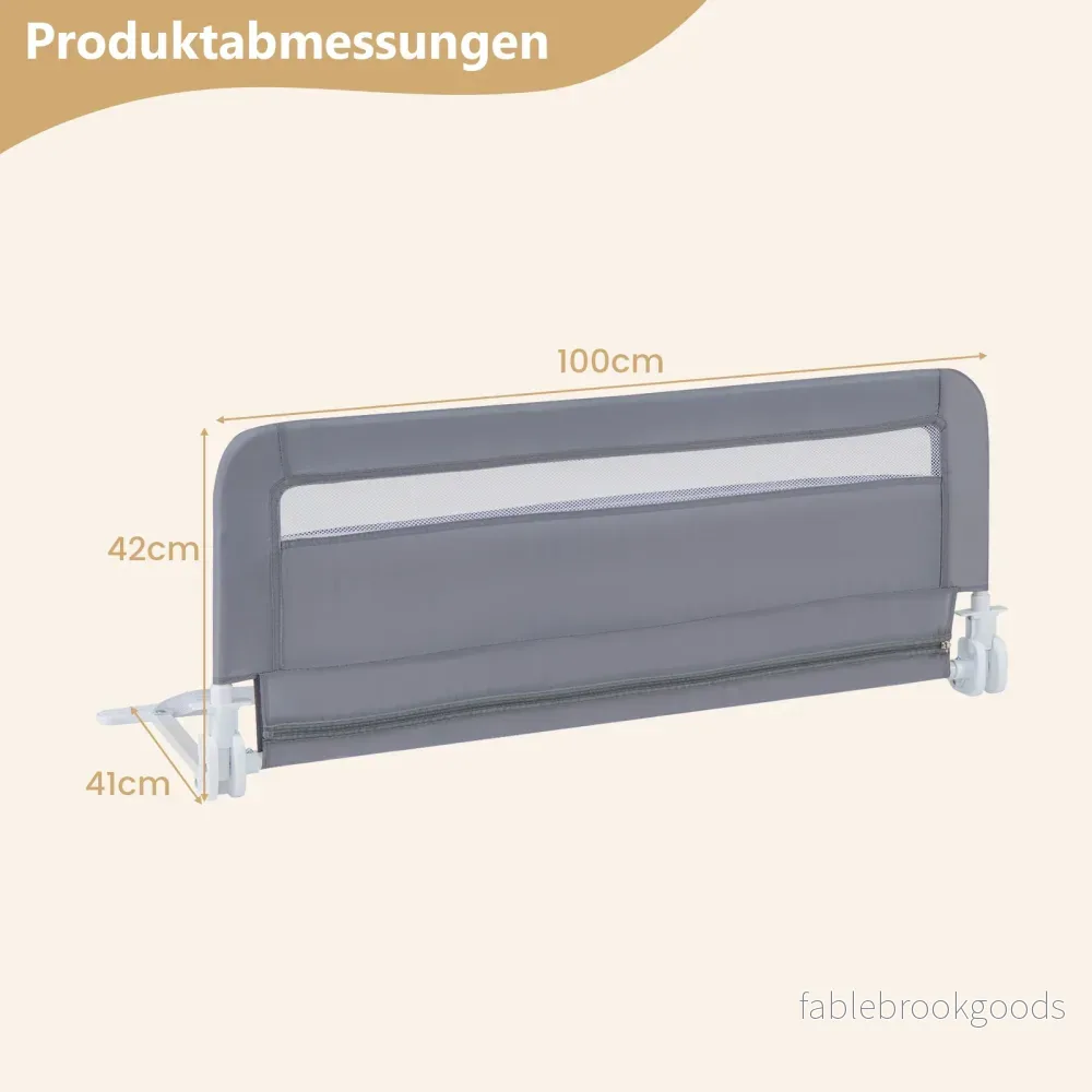 Sänggaller – för småbarn hopfällbar med avtagbart och tvättbart överdrag – 100 cm – Grå - Bild 2