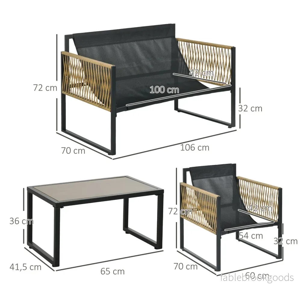 Trädgårdsmöbelset i rotting med kuddar – 4-delat set - Bild 3