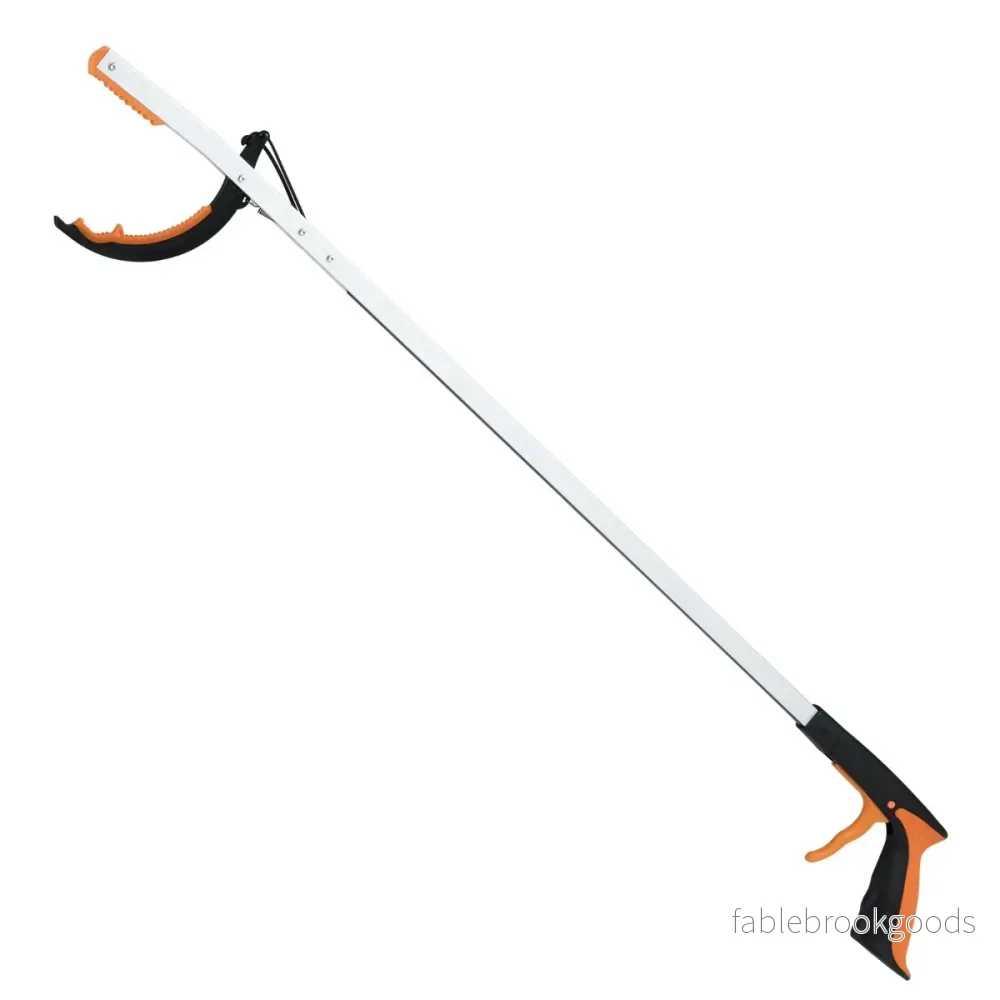 Extra – lång griptång Trädgårdsgrip och sopuppsamlingspinne Lätt aluminiumklor – 88 cm – Silver