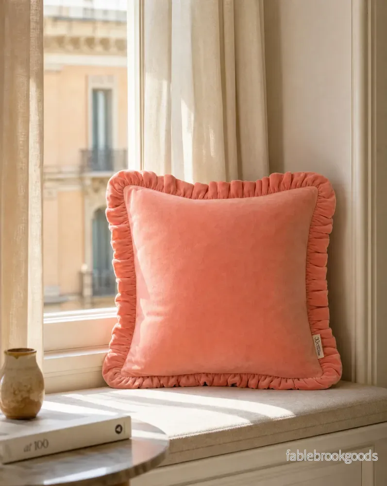 Kuddfodral Frilled Rosa - Bild 2