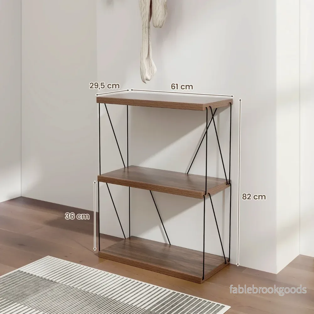 vånings – stående hylla med metallram Industriell Förvaringsställ – 3 60 x 29,5 x 82 cm – Brun - Bild 2