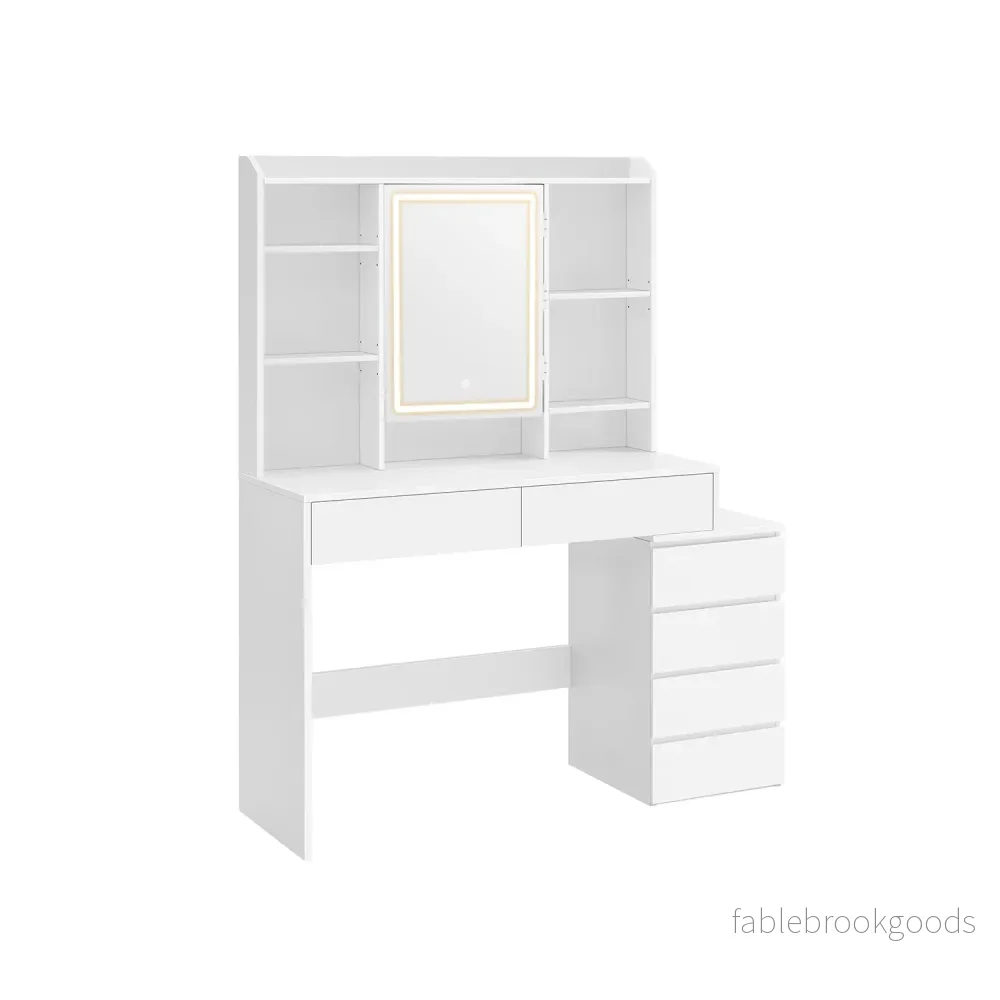 Sminkbord med LED-belysning modern molnvit