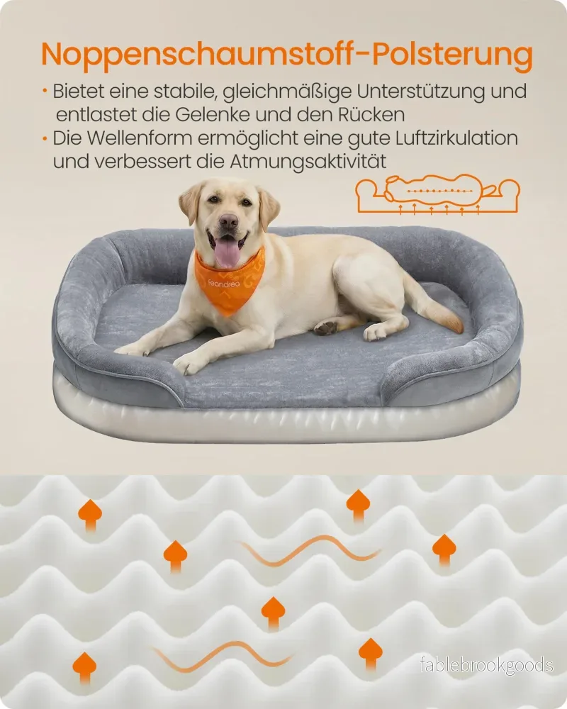 Hondenmand - Orthopedisch en Wasbaar - Met Verhoogde Randen - Lichtgrijs - 112 x 81 x 18 cm - Bild 3