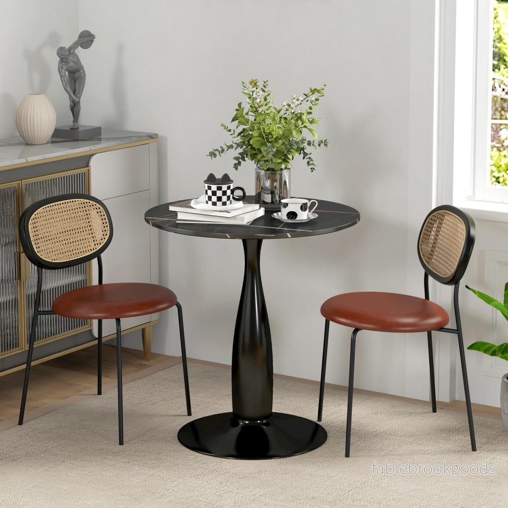 Runt matbord, modern stil – svart, stålram - Bild 2